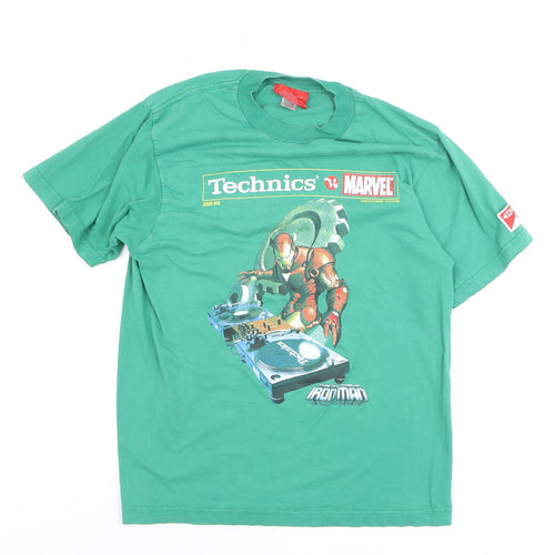 Marvel Boys Green Iron Man Technics Graphic Short Sleeve T-Shirt Size S
