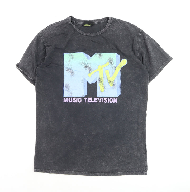 George Girls Black MTV Graphic T-Shirt 14-16 Years Acid Wash Cotton