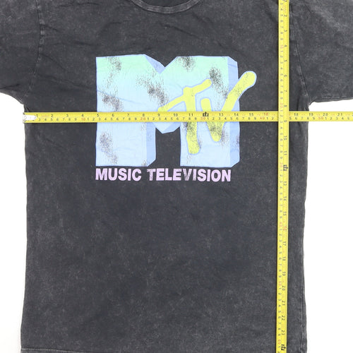 George Girls Black MTV Graphic T-Shirt 14-16 Years Acid Wash Cotton