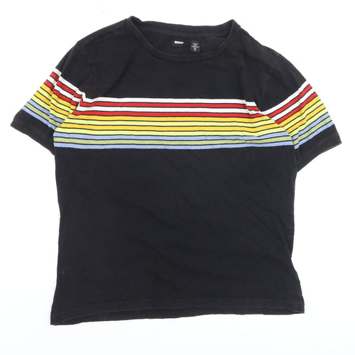 BDG Men’s Black Striped Retro Crew Neck Cotton T-Shirt Size M