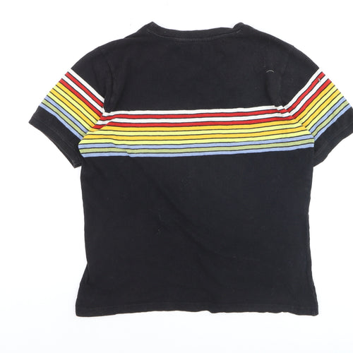 BDG Men’s Black Striped Retro Crew Neck Cotton T-Shirt Size M