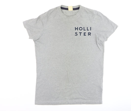 Hollister Men's Grey Crew Neck Logo T-Shirt Size M