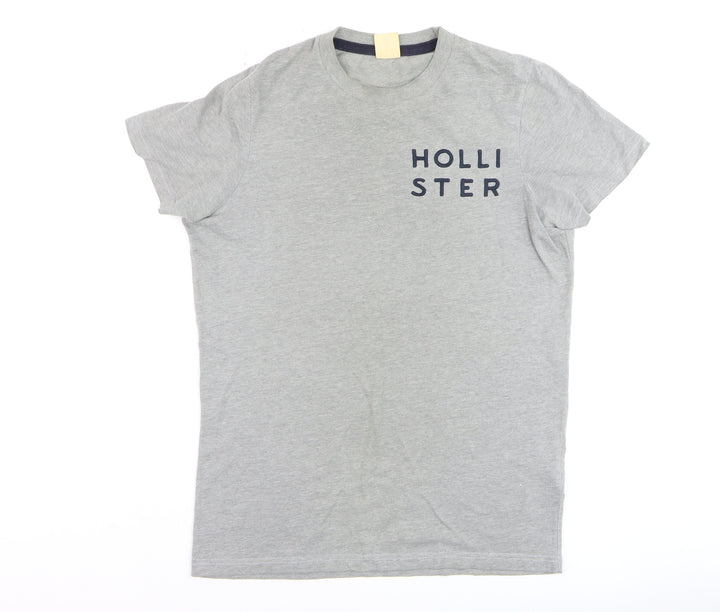 Hollister Men's Grey Crew Neck Logo T-Shirt Size M