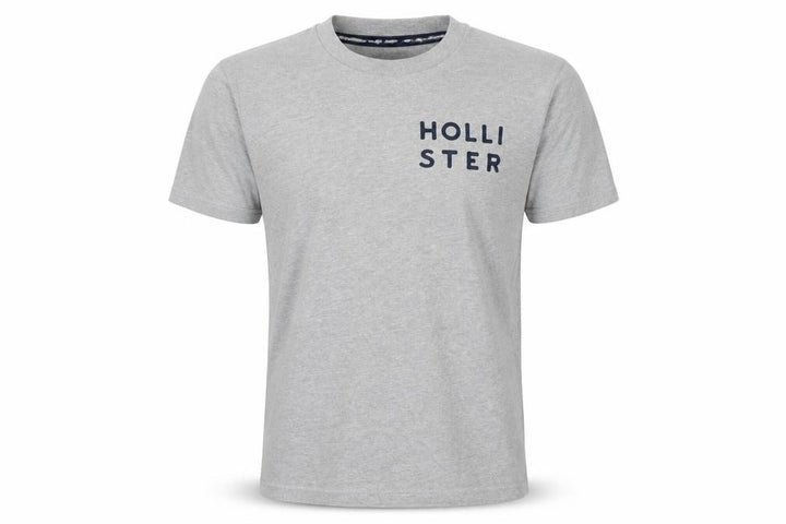Hollister Men's Grey Crew Neck Logo T-Shirt Size M