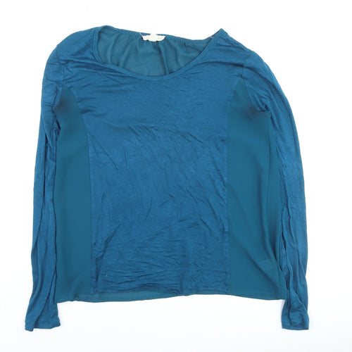 Chico's Women's Blue Long Sleeve Chiffon Panel Blouse Size S