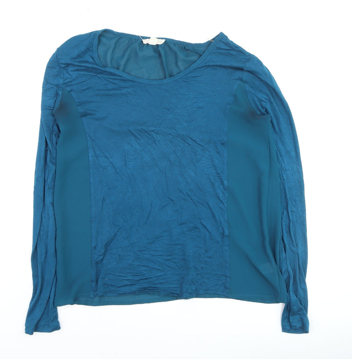 Chico's Women's Blue Long Sleeve Chiffon Panel Blouse Size S