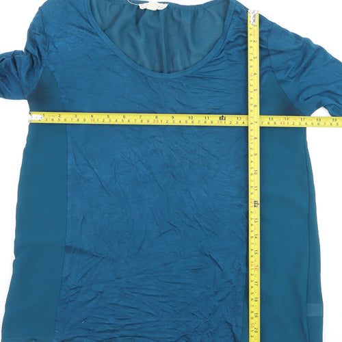 Chico's Women's Blue Long Sleeve Chiffon Panel Blouse Size S
