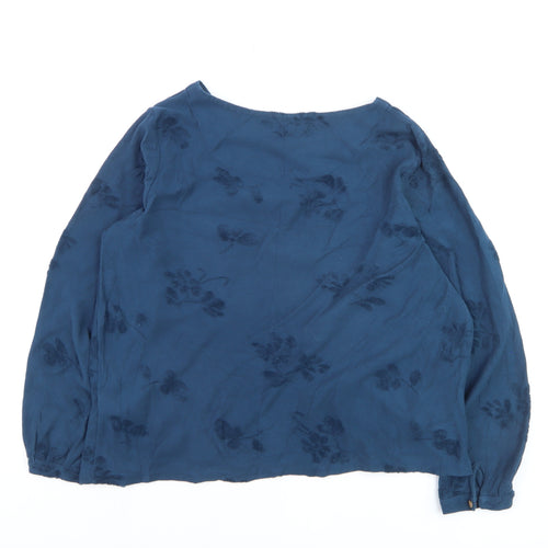 White Stuff Women’s Blue Floral Cotton Long Sleeve Blouse UK 12