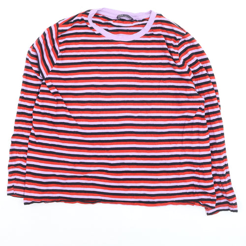 Marks and Spencer Women’s Multicoloured Striped Long Sleeve Cotton T-Shirt Size 16