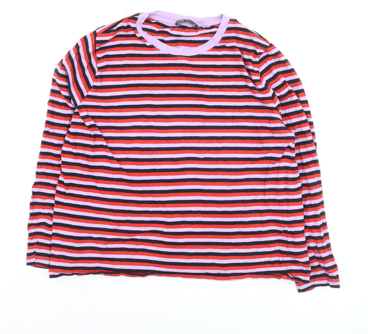 Marks and Spencer Women’s Multicoloured Striped Long Sleeve Cotton T-Shirt Size 16