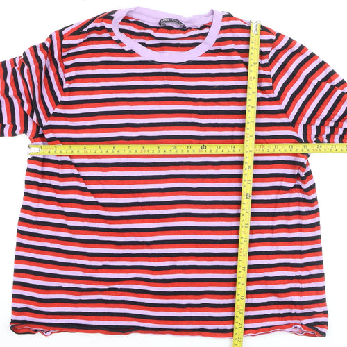 Marks and Spencer Women’s Multicoloured Striped Long Sleeve Cotton T-Shirt Size 16