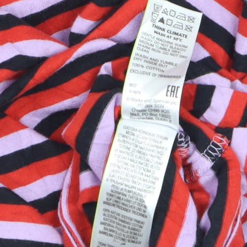 Marks and Spencer Women’s Multicoloured Striped Long Sleeve Cotton T-Shirt Size 16