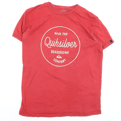 Quiksilver Men's Red Crew Neck Graphic Surf T-Shirt L Regular Fit