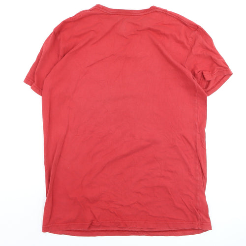 Quiksilver Men's Red Crew Neck Graphic Surf T-Shirt L Regular Fit
