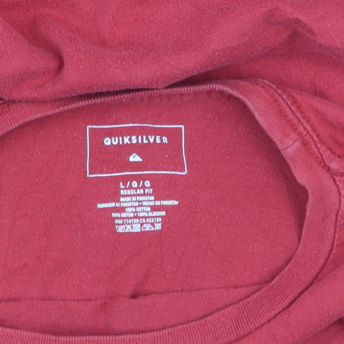 Quiksilver Men's Red Crew Neck Graphic Surf T-Shirt L Regular Fit