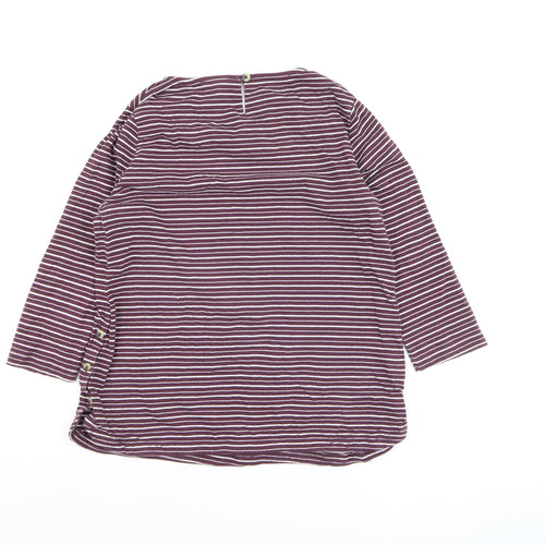 Fat Face Women Purple Striped 3/4 Sleeve Cotton Tunic Top Size 10