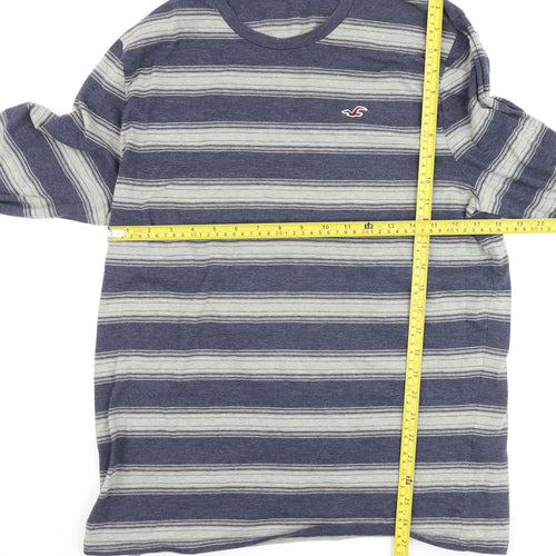 Hollister Men's Blue Striped Long Sleeve Casual Top XL