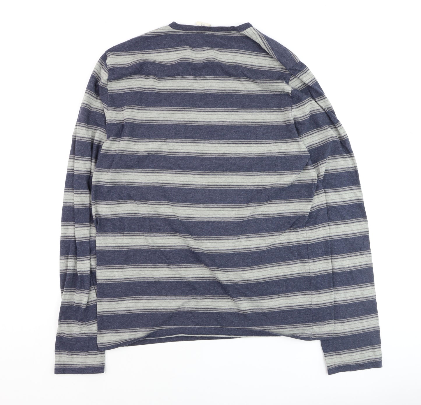 Hollister Men's Blue Striped Long Sleeve Casual Top XL