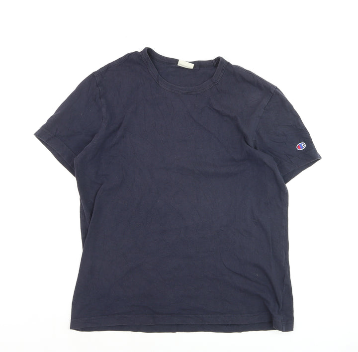 Champion Men Blue Medium Classic Crew Neck Cotton T-Shirt