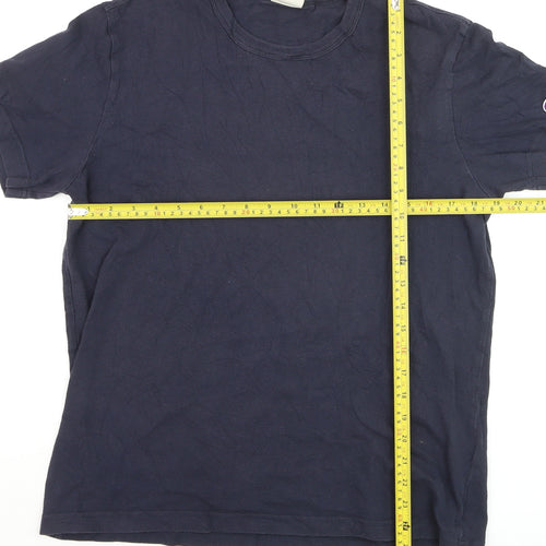 Champion Men Blue Medium Classic Crew Neck Cotton T-Shirt