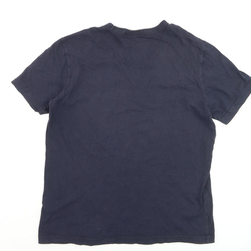 Champion Men Blue Medium Classic Crew Neck Cotton T-Shirt