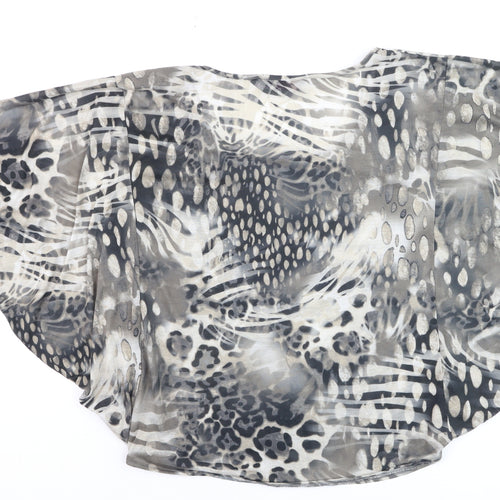 Miss Selfridge Women Grey Animal Print Sheer Crop Blouse Size 10