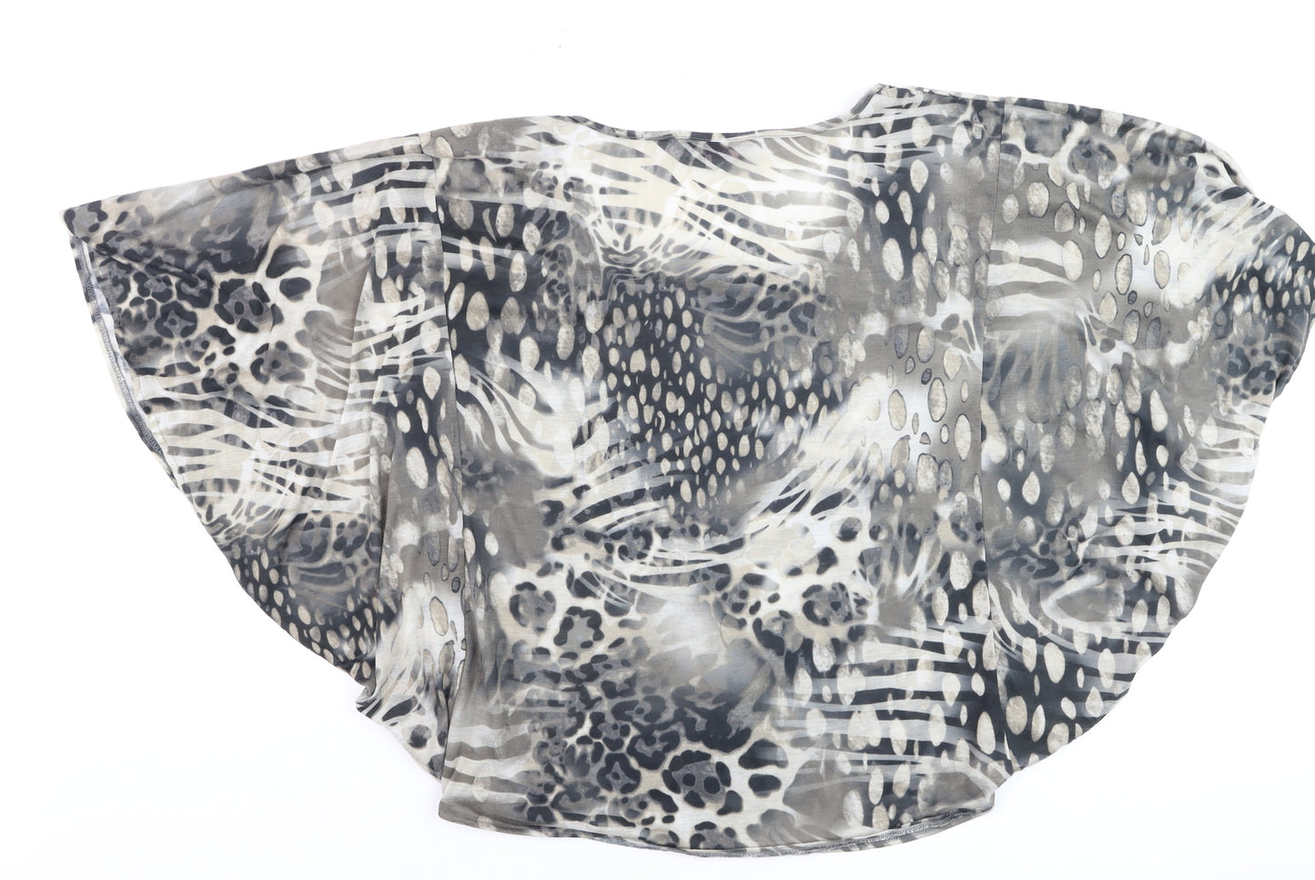 Miss Selfridge Women Grey Animal Print Sheer Crop Blouse Size 10