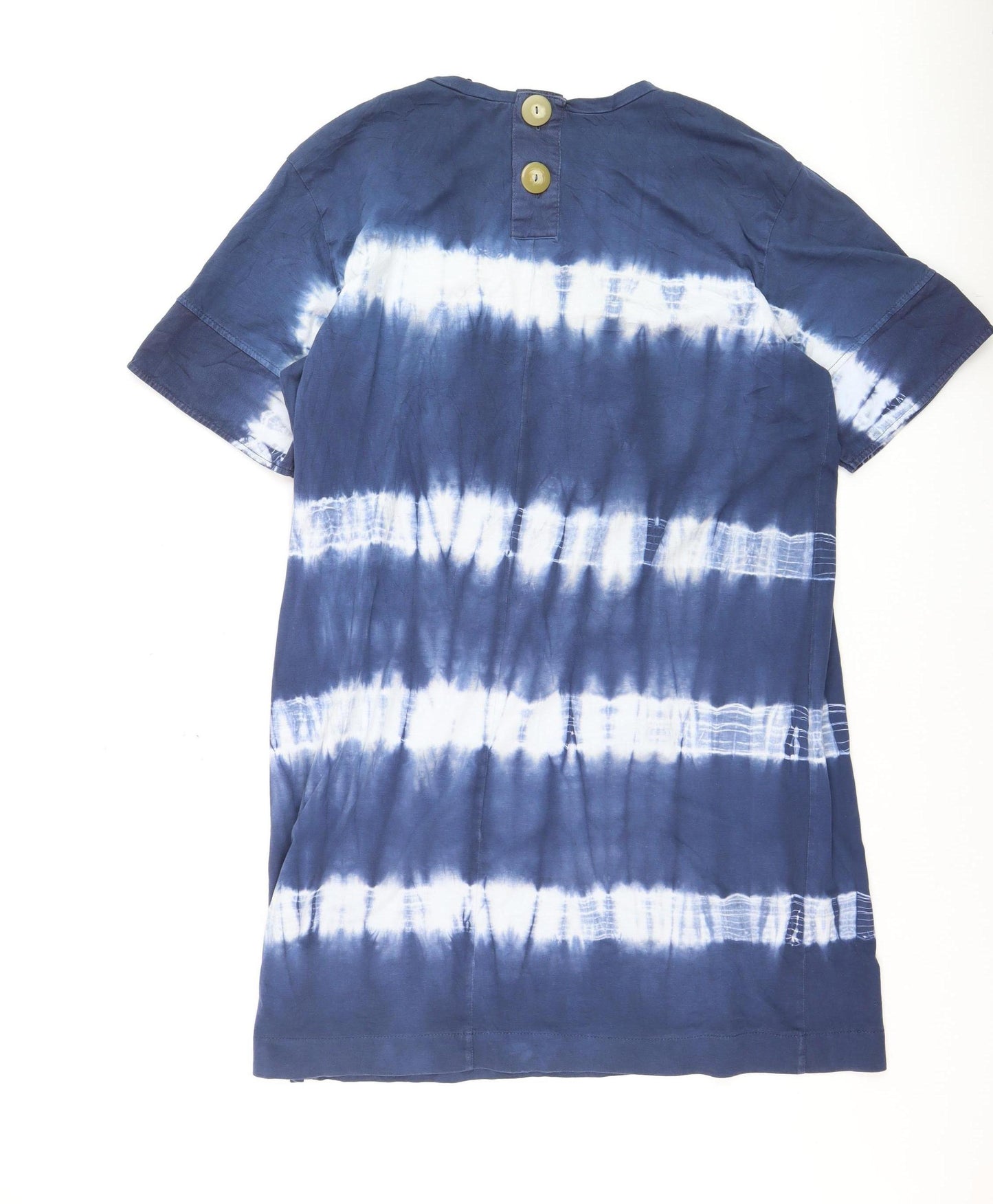 ZARA Women Blue Tie Dye Cotton Short T-Shirt Dress Size L