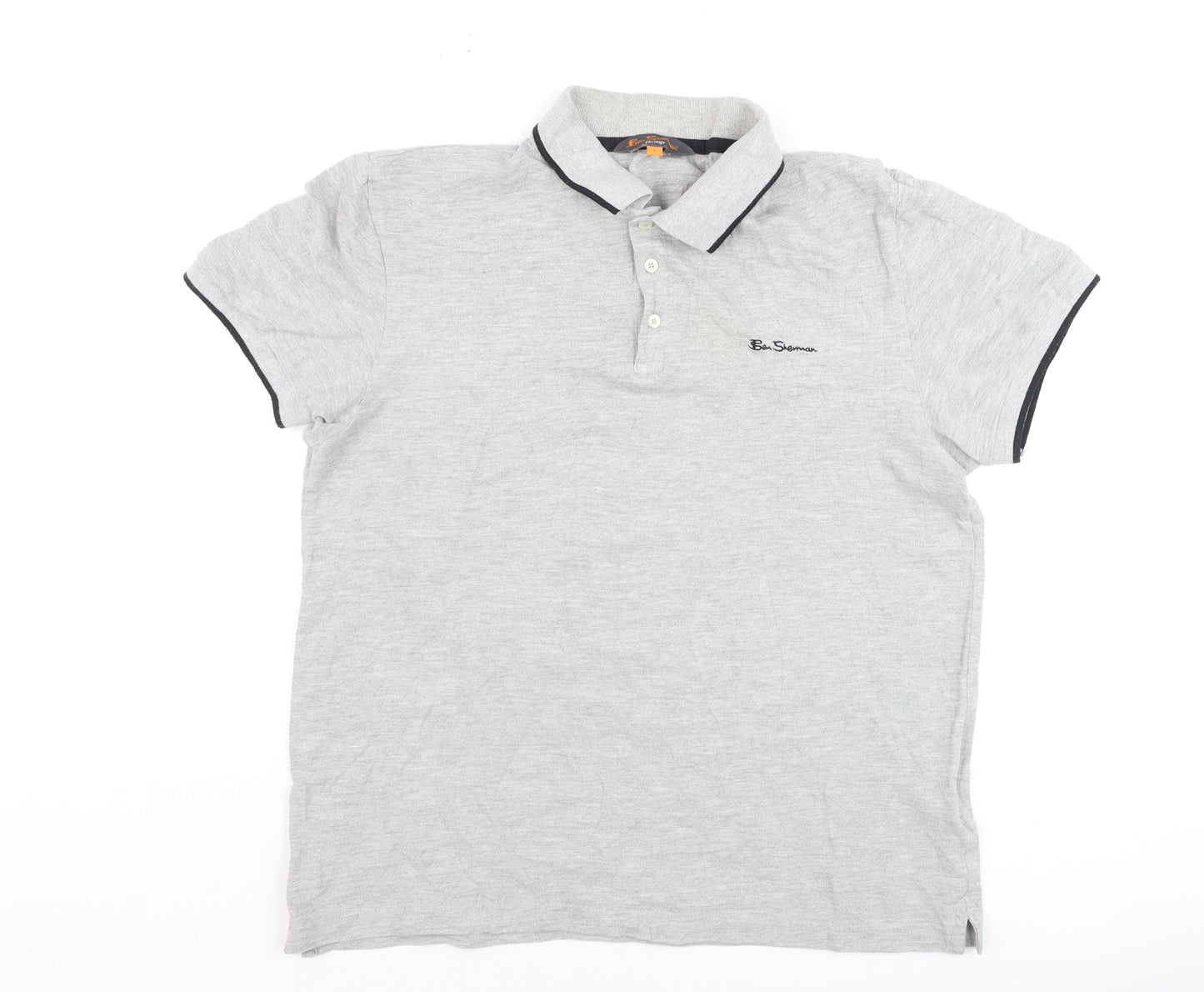 Ben Sherman Men's Grey Collared Short Sleeve Cotton Polo T-Shirt L