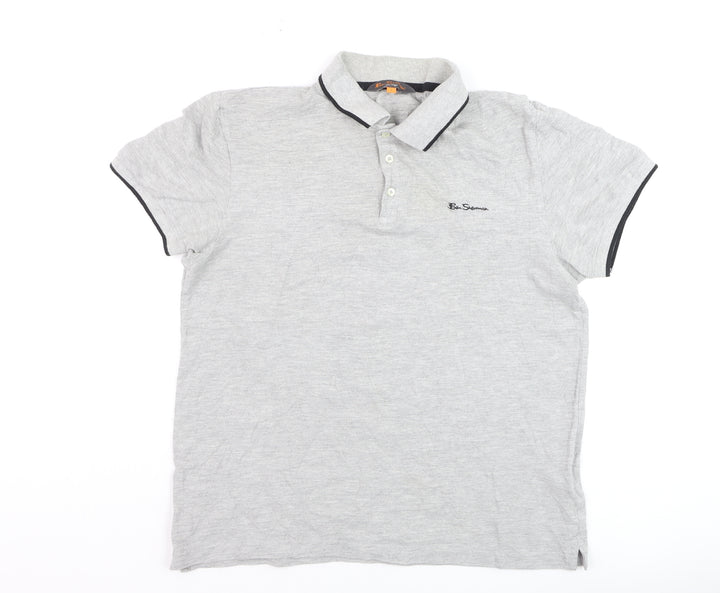 Ben Sherman Men's Grey Collared Short Sleeve Cotton Polo T-Shirt L