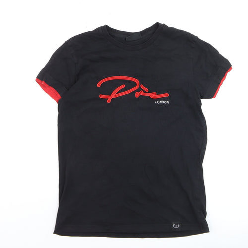 Prè London Men's Black Red Logo Short Sleeve Crew Neck T-Shirt Size S