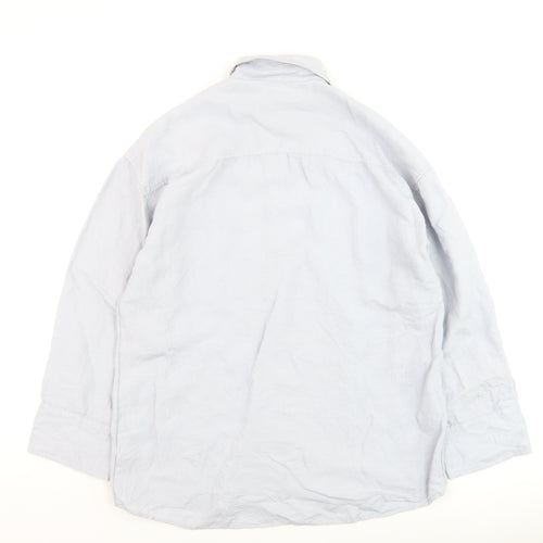 H&M Men’s Grey Linen Blend Long Sleeve Button-Up Shirt XS