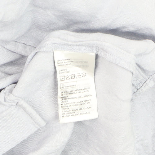 H&M Men’s Grey Linen Blend Long Sleeve Button-Up Shirt XS