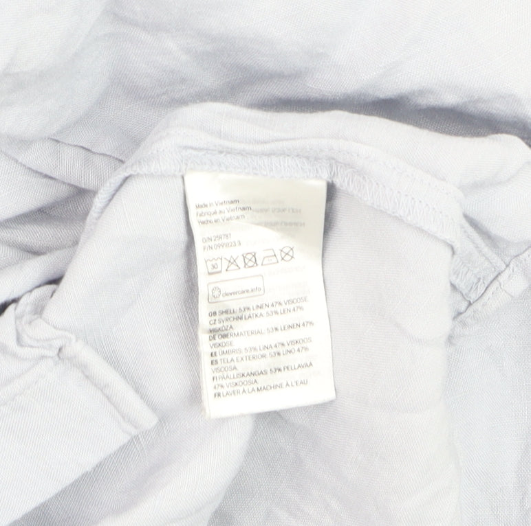 H&M Men’s Grey Linen Blend Long Sleeve Button-Up Shirt XS