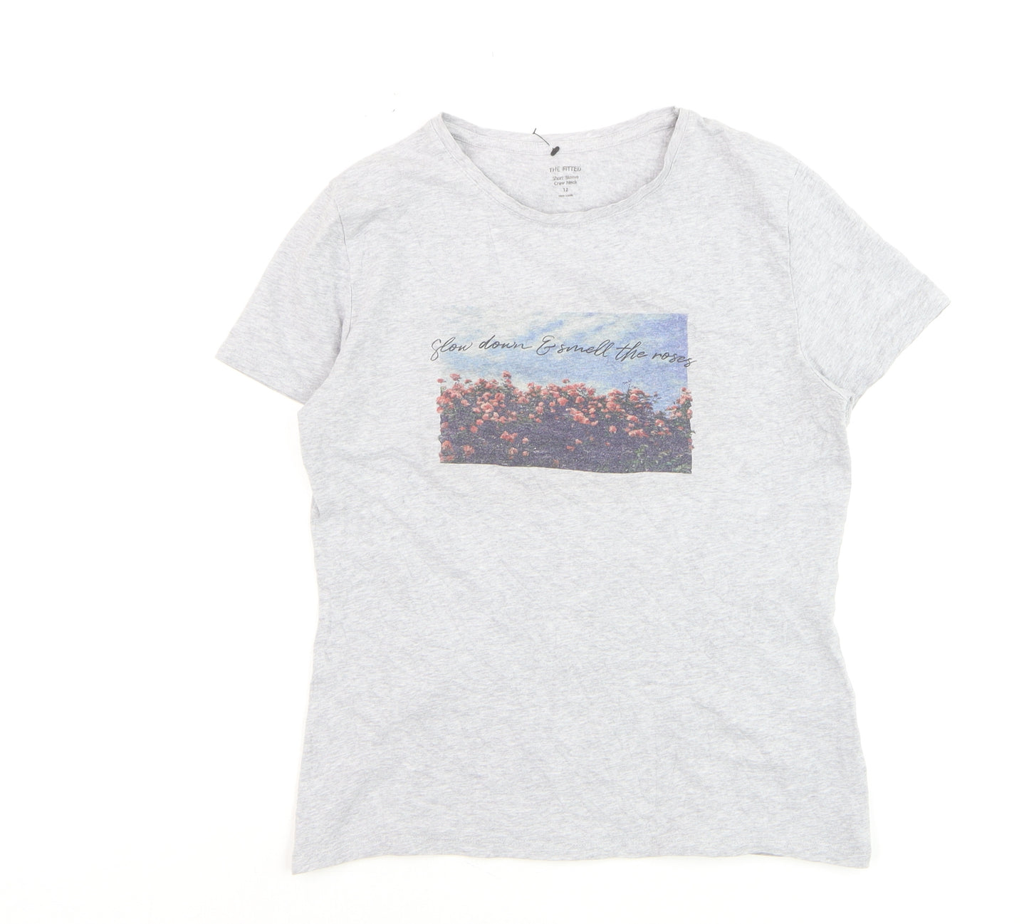 Marks and Spencer Womens Grey Crew Neck Short Sleeve T-Shirt Size 12