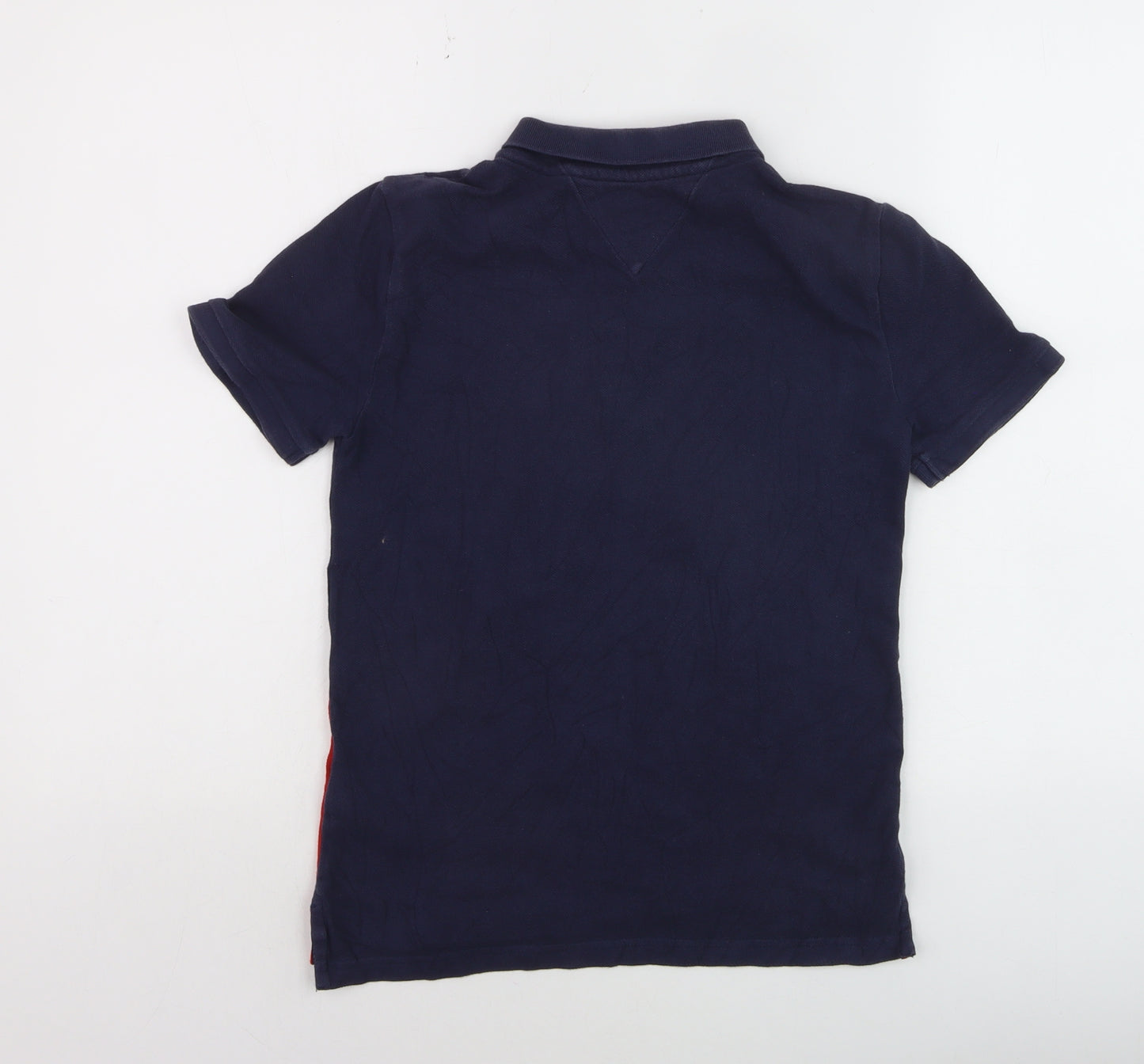 Tommy Hilfiger Boys Blue Red Colourblock Polo Shirt Size 152 Classic Cotton