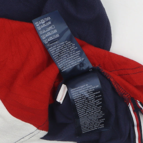 Tommy Hilfiger Boys Blue Red Colourblock Polo Shirt Size 152 Classic Cotton