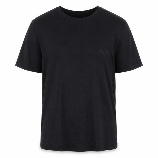 Front view of Hugo Boss Men's Black XL Crew Neck Short Sleeve Cotton T-Shirt