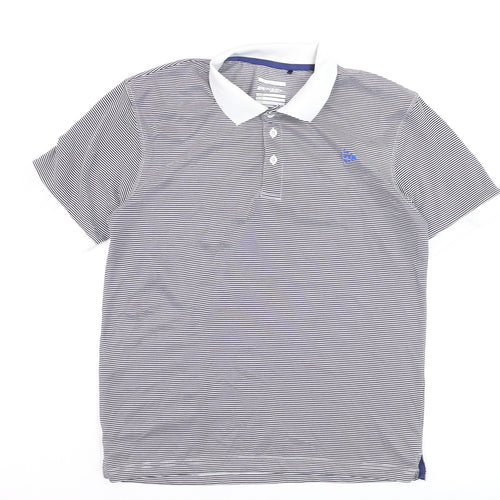 Dunlop Men’s Blue Striped Polo Shirt Regular Fit Size M