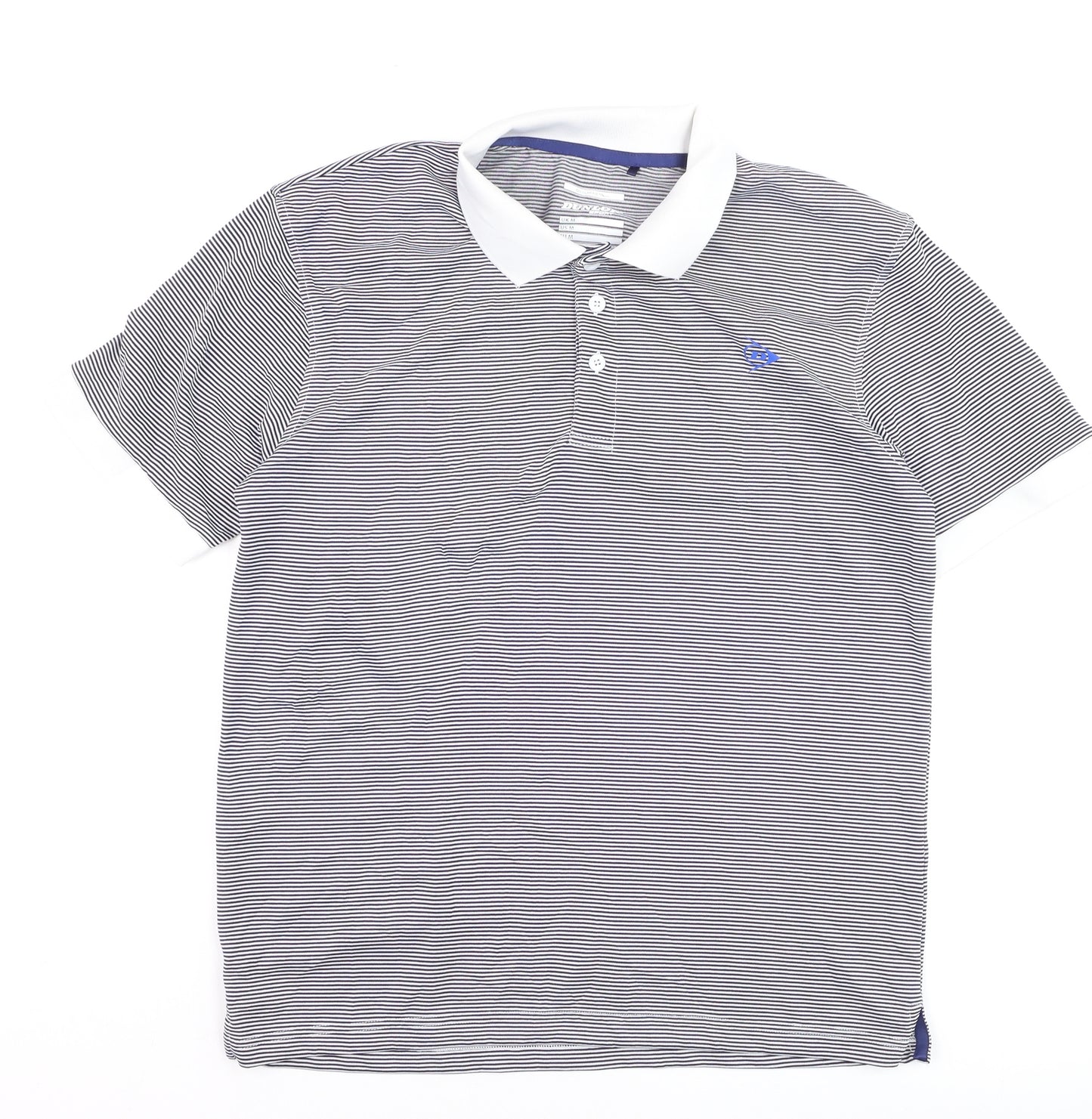 Dunlop Men’s Blue Striped Polo Shirt Regular Fit Size M