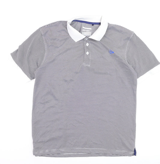 Dunlop Men’s Blue Striped Polo Shirt Regular Fit Size M