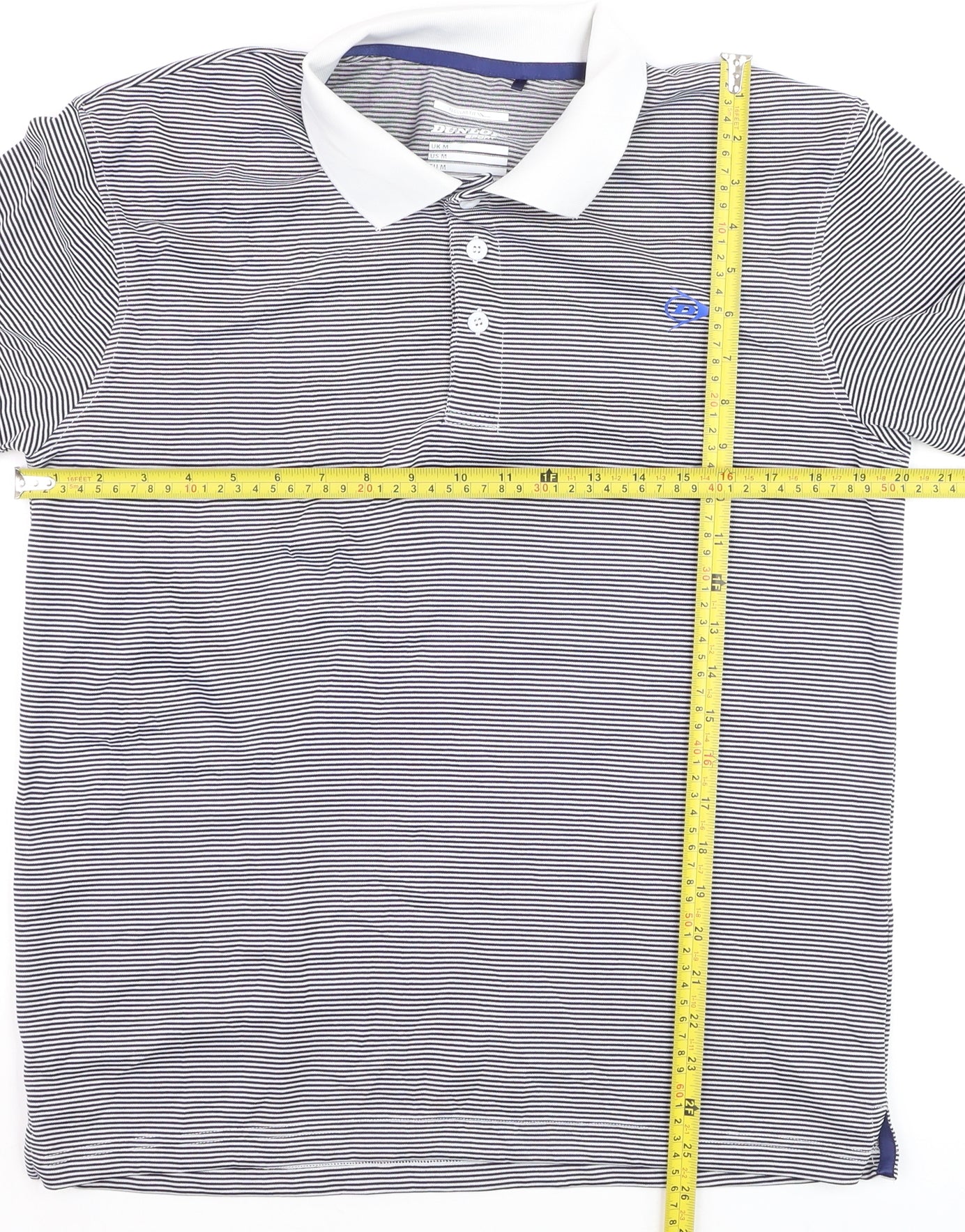 Dunlop Men’s Blue Striped Polo Shirt Regular Fit Size M