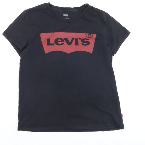 Levi's Boys Black Graphic Logo T-Shirt Size S Short Sleeve Cotton