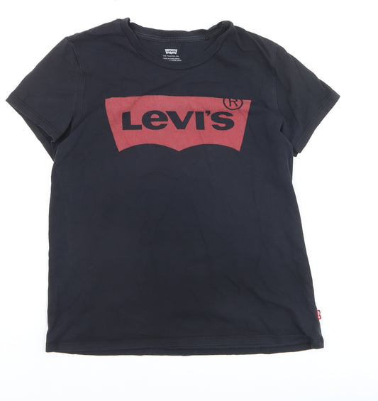 Levi's Boys Black Graphic Logo T-Shirt Size S Short Sleeve Cotton