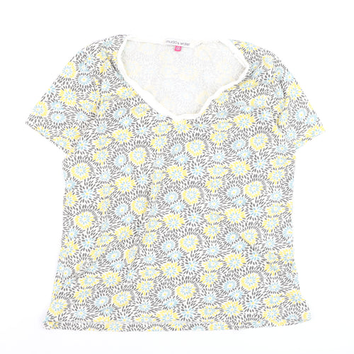 Mudd & Water Women's Multicoloured Floral Cotton V-Neck T-Shirt Size 14