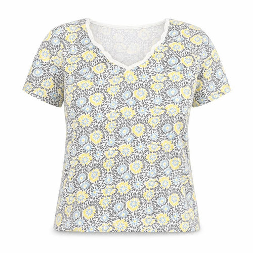 Mudd & Water Women's Multicoloured Floral Cotton V-Neck T-Shirt Size 14