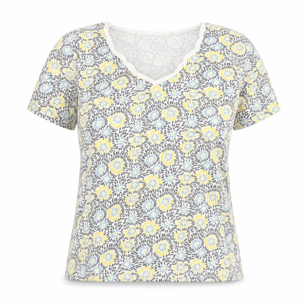 Mudd & Water Women's Multicoloured Floral Cotton V-Neck T-Shirt Size 14