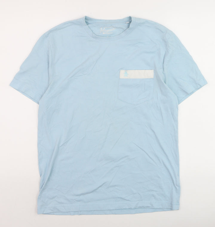 Original Penguin Mens Blue Crew Neck Short Sleeve T-Shirt Size M