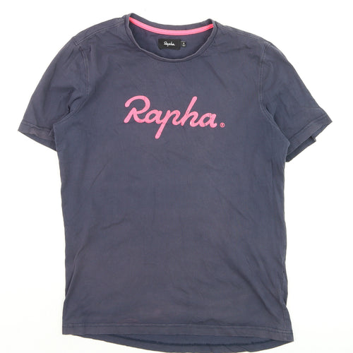 Rapha Men's Navy Blue Cotton Crew Neck Logo T-Shirt Size M