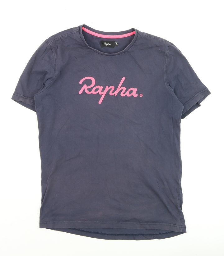 Rapha Men's Navy Blue Cotton Crew Neck Logo T-Shirt Size M